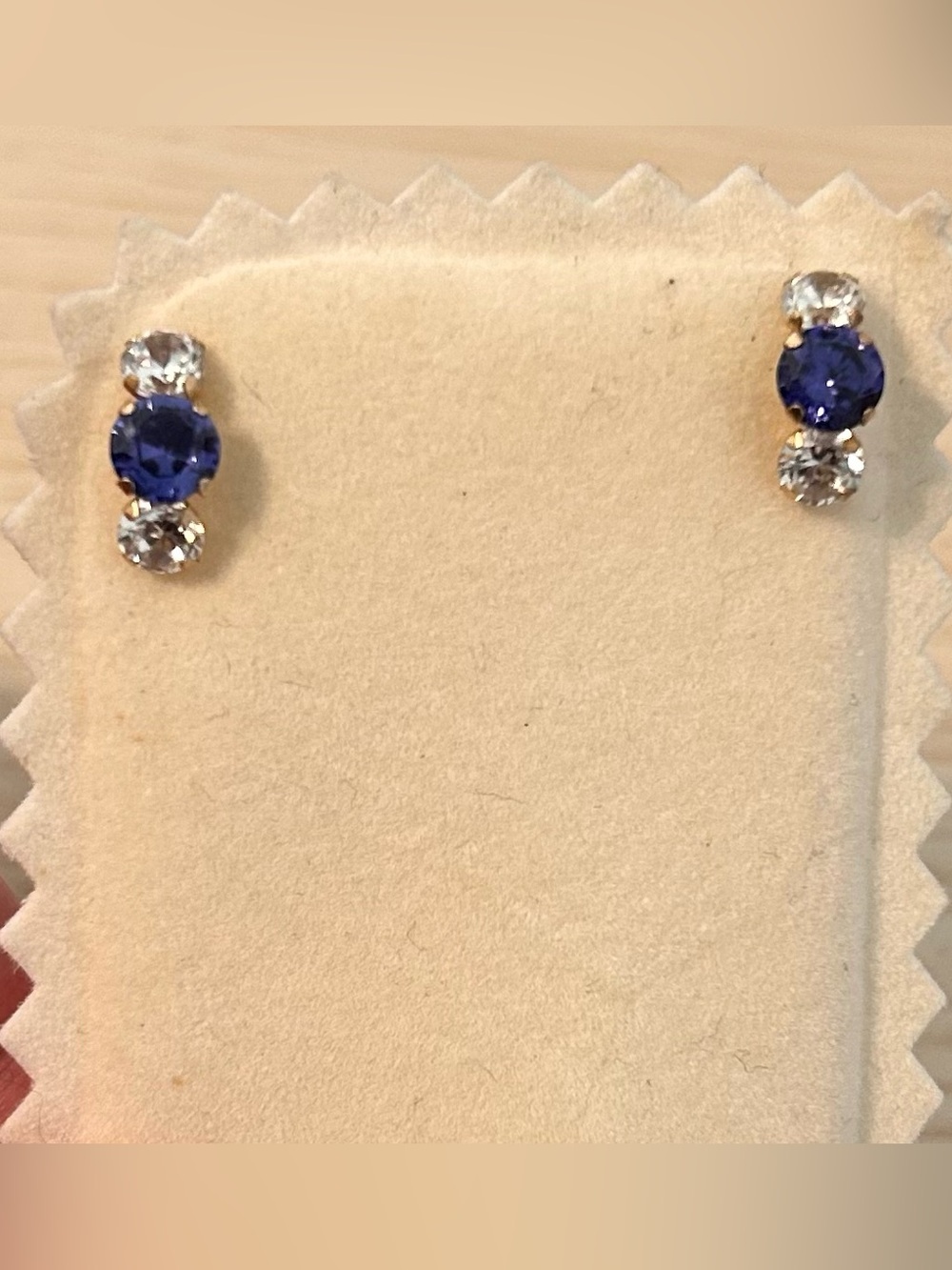 10k Yellow Gold Lolite (water sapphire) Clear Stone Stud Earrings- 0.98 grams